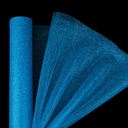 30cm x 9 Meter Tüllstoff Blau mit Glitzerpulver Tüllband Polyester Rollen Tischband Party Tischläufer Weihnachts Dekoband Rolle Dekostoff für Party Geburtstag Hochzeit Weihnachten Festfeier usw. von BETESSIN