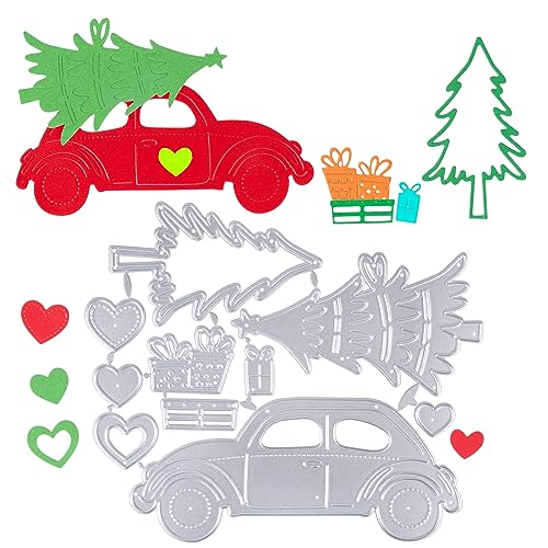 BETESSIN 10 Weihnachten Stanzschablonen Auto Cutting Dies Christmas Weihnachtsbaum Geschenk Metall Stanzformen Scrapbooking Kartenbasteln DIY Fotoalbum Geschenkverpackung von BETESSIN