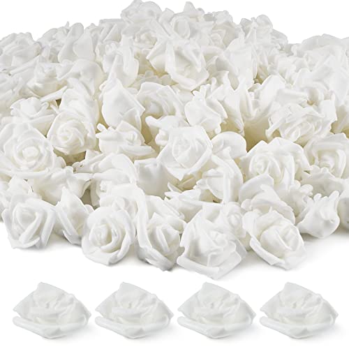 BETESSIN 100Pcs Künstliche Rosen Mini Schaumrosen Klein Dekoblumen Schaumstoff Kunstrosen Köpfe DIY Rosenköpfe Künstlich zum Basteln Party Hochzeit Brautstrauß Geschenk Weiß von BETESSIN