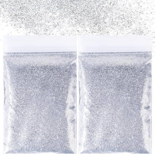 BETESSIN 100g Glitzer zum Basteln Silber Glitzerpulver Glitter Pulver Glitzer Basteln Glitzerpuder für Nägel Gesicht Kartenbasteln Handwerk Nagelkunst von BETESSIN