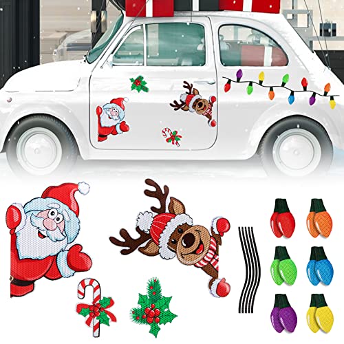 BETESSIN 22Pcs Auto Aufkleber Weihnachten Reflektierend Sticker Magnetisch Weihnachtsmann Auto Kühlschrank Deko Weihnachtsdeko Partydeko für Eisen-Oberfläche Briefkasten von BETESSIN