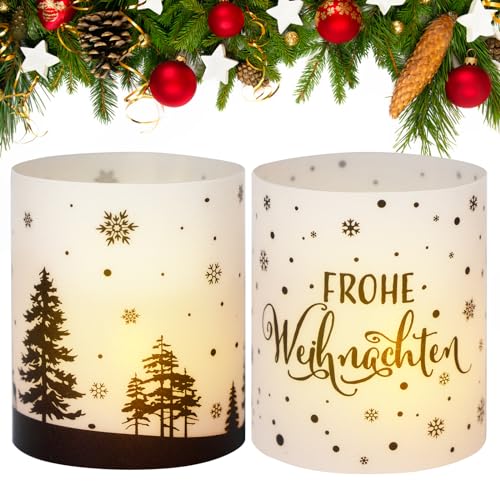 BETESSIN 24Pcs Windlicht Tischdeko Weihnachten Deko Mini Tischlichter Frohe Weihnachten Gläser Kerzen Deko Teelichter Lichthülle Teelicht Indoor Outdoor Garten Kerzen Dekoration von BETESSIN