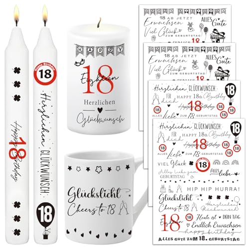 BETESSIN 4pcs Kerzen Tattoo Geburtstag 18 Kerzen Aufkleber Kerzentattoos Happy 18th Birthday Kerzensticker Endlich Erwachsen Kerzen Verzieren Wasserschiebefolie Kerzen Sticker Geschenk für Kerze BETESSIN 4pcs Kerzen Tattoo Geburtstag 18 Kerzen Aufkleber Kerzentattoos Happy 18th Birthday Kerzensticker Endlich Erwachsen Kerzen Verzieren Wasserschiebefolie Kerzen Sticker Geschenk für Kerze von BETESSIN