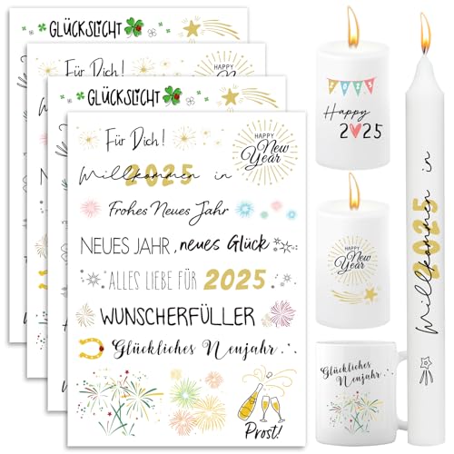 BETESSIN 4x Kerzen Tattoos Folie Kerzentattoo Frohe Neues Jahr 2025 Rub On Sticker Kerzenfolie Neujahr Sprüche Sticker Bunte Kerzensprüche Merry Christmas Kerzensticker für Stabkerzen Kerzen Tasse BETESSIN 4x Kerzen Tattoos Folie Kerzentattoo Frohe Neues Jahr 2025 Rub On Sticker Kerzenfolie Neujahr Sprüche Sticker Bunte Kerzensprüche Merry Christmas Kerzensticker für Stabkerzen Kerzen Tasse von BETESSIN
