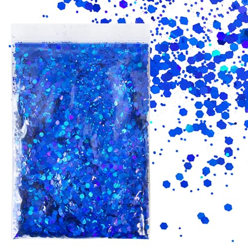 BETESSIN 50g Glitzer zum Basteln Blau Glitzerpulver Pailletten Reflektierend Glitter Pulver Glitzer Basteln Kerzen Schminke Glitzerpuder für Nägel Gesicht Makeup Kartenbasteln Handwerk Nagelkunst von BETESSIN