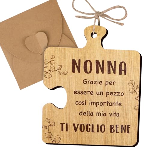 BETESSIN Geschenke für Großeltern - Holz Schild mit Italienischem Spruch - Holzdeko im Puzzle Stil - Geschenkidee zum Weihnachten (Nonna) von BETESSIN