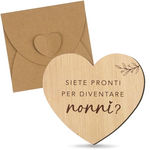 BETESSIN Geschenke für werdende Großeltern - Siete pronti per diventare Nonni? - Itailienischen Herz Schild aus Holz - Geschenkidee für werdende Großeltern von BETESSIN