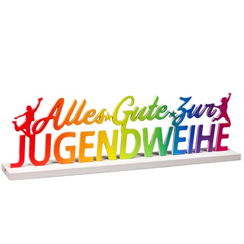 BETESSIN Jugendweihe Deko Bunt - Alles Gute zur Jugendweihe Holzschriftzug mit Basis - Jugendweihe Tischdeko Holz - Jugendweihe Geschenke für Junge und Mädchen BETESSIN Jugendweihe Deko Bunt - Alles Gute zur Jugendweihe Holzschriftzug mit Basis - Jugendweihe Tischdeko Holz - Jugendweihe Geschenke für Junge und Mädchen von BETESSIN