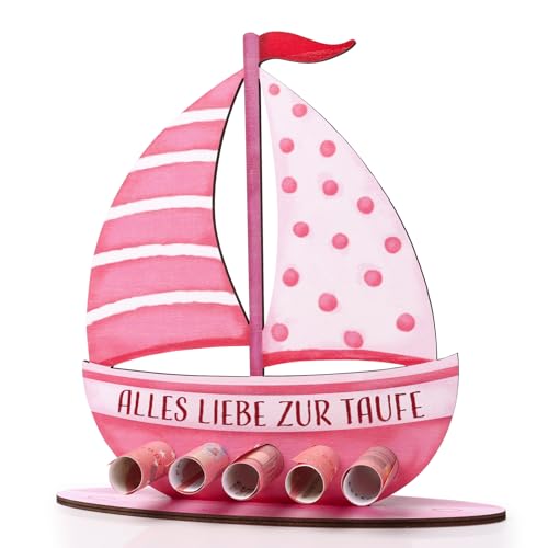 BETESSIN Taufgeschenke Mädchen Rosa - Alles Liebe zur Taufe - Holz Boot mit Basis - Geldgeschenk zur Taufe - Taufe Geschenk für Mädchen und Jungen BETESSIN Taufgeschenke Mädchen Rosa - Alles Liebe zur Taufe - Holz Boot mit Basis - Geldgeschenk zur Taufe - Taufe Geschenk für Mädchen und Jungen von BETESSIN