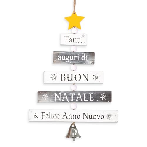 BETESSIN Weihnachtsdeko Holz - Tanti auguri di Buon Natale... - Italienisch Holz Deko Weihnachten - Weihnachtlicher Zierschmuck von BETESSIN