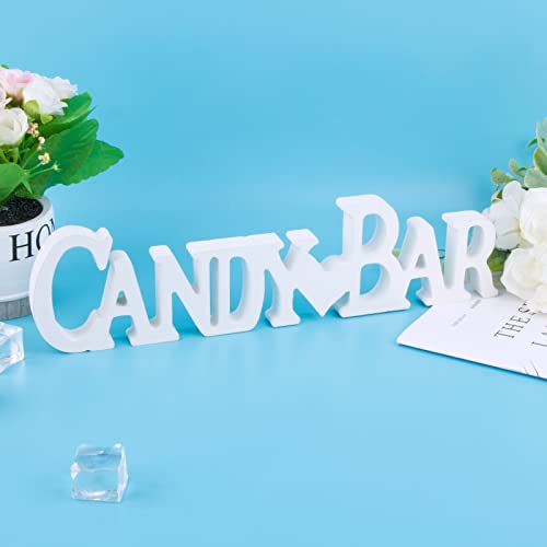 Candy Bar Deko Holz Weiß Candybar Schriftzug Holz Tisch Ornament Sweetsbar Tischdekoration für Hochzeit Geburtstag Candybar Party usw. von BETESSIN