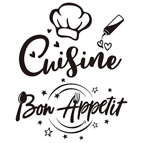 Französischer Sprüche Wandaufkleber Set Cuisine und Bon Appetit PVC Wandsticker für Küche von BETESSIN