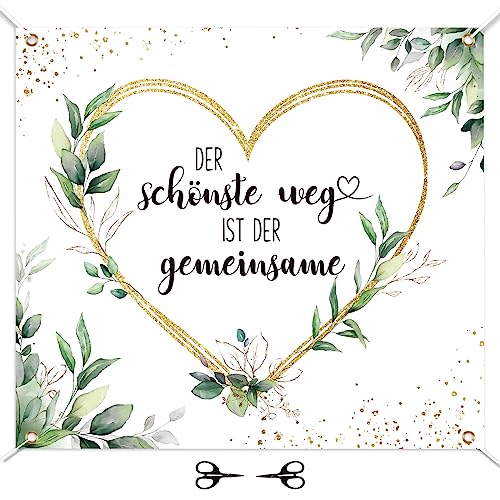 Hochzeitsherz zum Ausschneiden Grün 200x180cm - Hochzeitslaken mit 2 Scheren - Hochwertiges Bettlaken Hochzeit - Standesamt Überraschung - Hochzeitsspiel für Das Brautpaar - Geschenk zur Hochzeit von BETESSIN