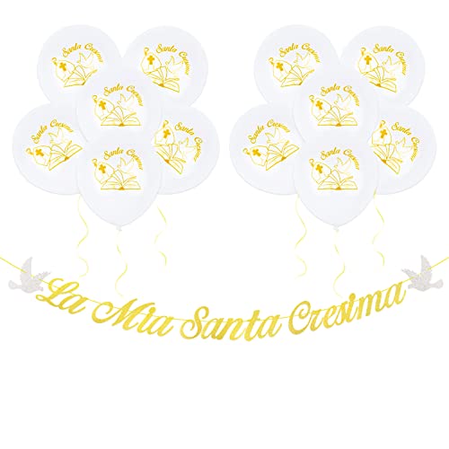 La Mia Santa Cresima Girlande Papier Deko Banner Konfirmation Dekoration Set von BETESSIN