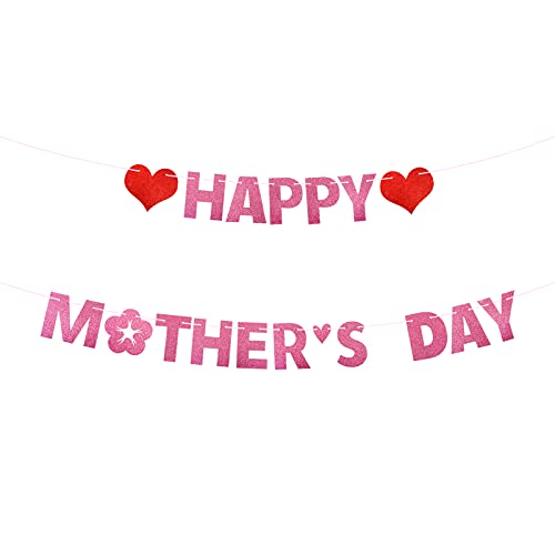 Muttertag Girlande mit Herz Papier Happy Mother's Day Deko Party Banner Dekoration von BETESSIN