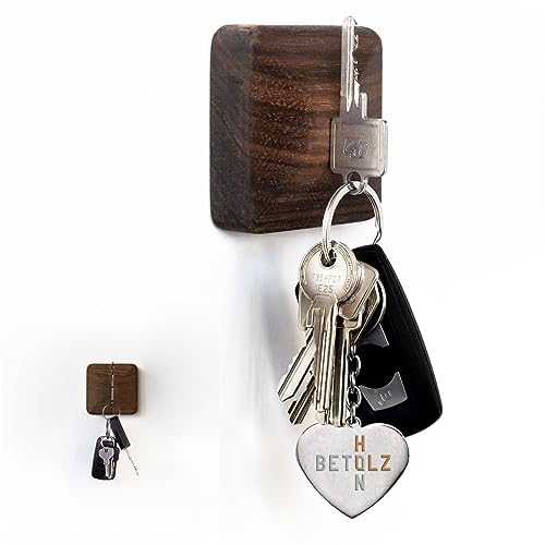 BETOLZ® Design Schlüsselhalter Magnetisch aus Holz [‎7,5 x 7,5 x 2,5cm] Alternative zum Schlüsselbrett ohne Bohren/Schlüsselaufbewahrung zum Kleben - 1er von BETOLZ