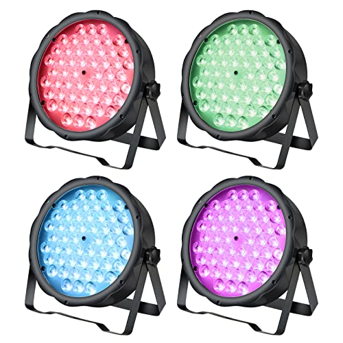 BETOPPER Bühnenlicht DJ Licht, LED Par Licht 54 * 1,5 W RGB 3 in 1 Lichteffekte,Discolicht mit Tonaktivierung/DMX512 für Party Hochzeit Club Bars Halloween Weihnachten（4 Stück） von BETOPPER