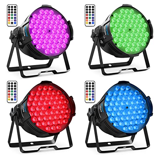 BETOPPER 160W RGB LED Par Licht Discolicht Partylicht mit Fernbedienung und DMX Strobe Bühne Scheinwerfer Effekt Strahler für Clubs Bars Hochzeiten Halloween Partys (4 pcs) von BETOPPER