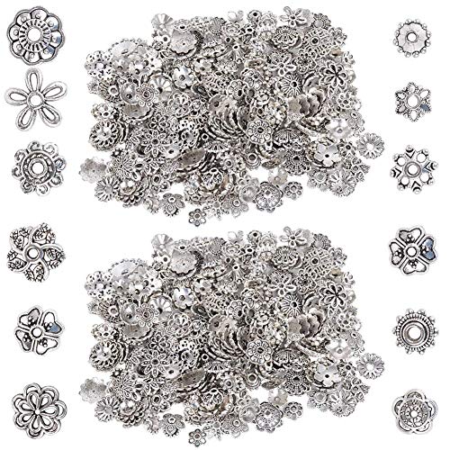 BETOY Perlenkappen 2 Stück Metallperlen Silber Spacer Perlen Metallperlen Perlenkappen Antikes Silber Beads Handwerk Perlen für Armbänder, Halsketten, Ohrringe, DIY Dekoration, für Schmuck Passenden von BETOY