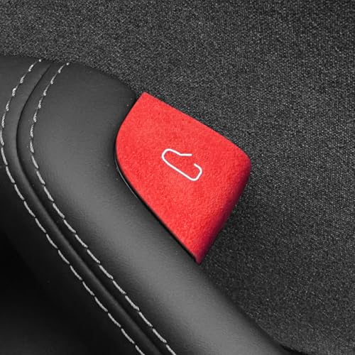 BETTERHUMZ für Tesla Model 3 Highland Model Y Juniper 2020-2025 Auto Türschloss Schalter Aufkleber Wildleder Carbon Leder Trim 4PCS Tuning Zubehör (rot, B) von BETTERHUMZ