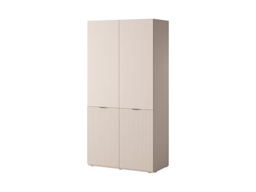 BETTSO - 1x Kleiderschrank Groß, Drehtürenschrank - 101cm breit, 200cm hoch, Modular - 2xKleiderstange, 6X Einlegeböden - NOVA - Beige BETTSO - 1x Kleiderschrank Groß, Drehtürenschrank - 101cm breit, 200cm hoch, Modular - 2xKleiderstange, 6X Einlegeböden - NOVA - Beige von BETTSO