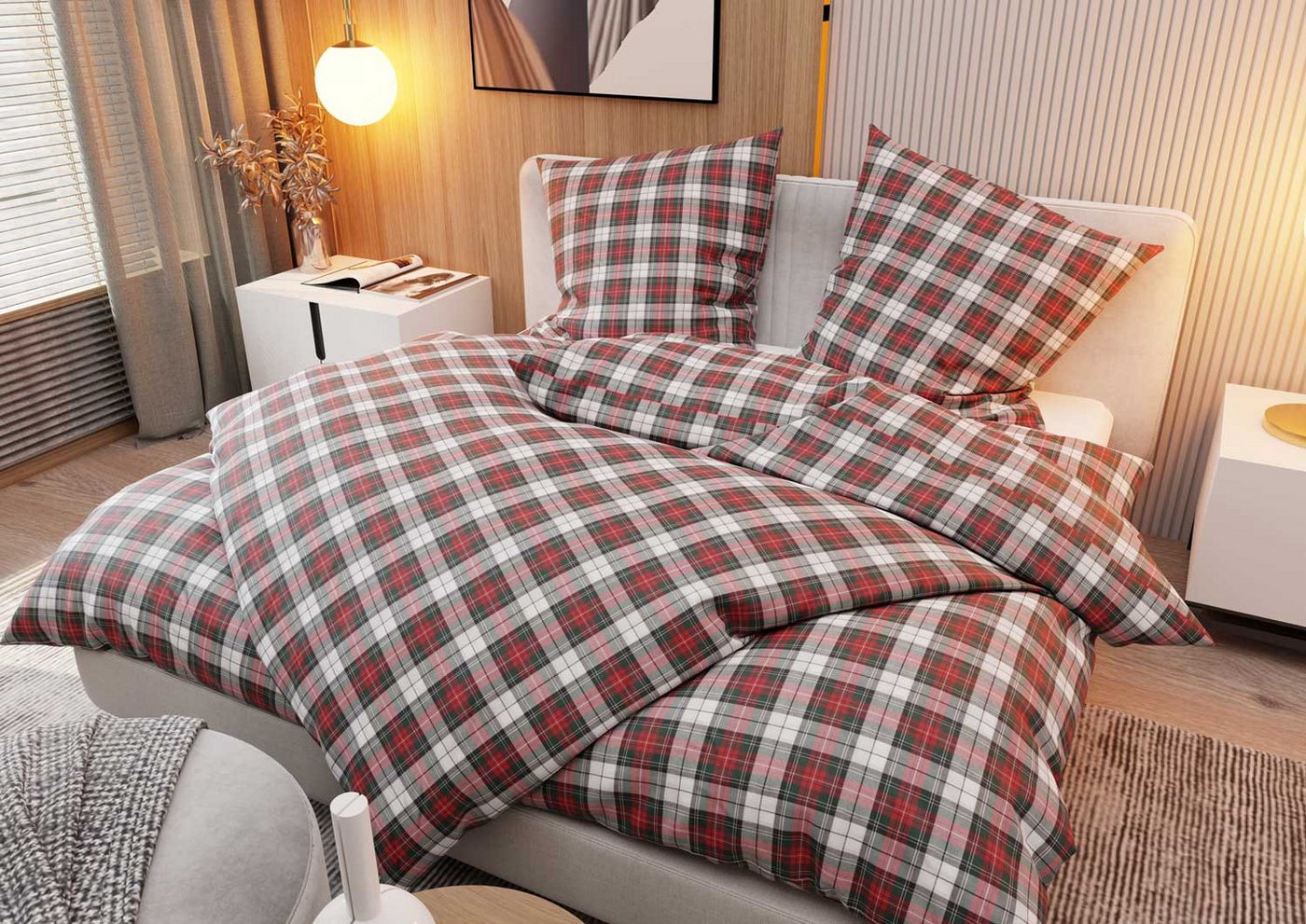 BETTWAESCHE-MIT-STIL Bettwäsche Flanell Bettwäsche Schotten Tartan - verschiedene Farben, Flanell von BETTWAESCHE-MIT-STIL
