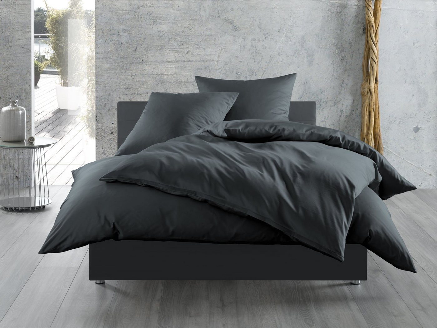 BETTWAESCHE-MIT-STIL Bettwäsche Mako Satin Bettwäsche uni einfarbig, Mako-Satin, 3 teilig von BETTWAESCHE-MIT-STIL