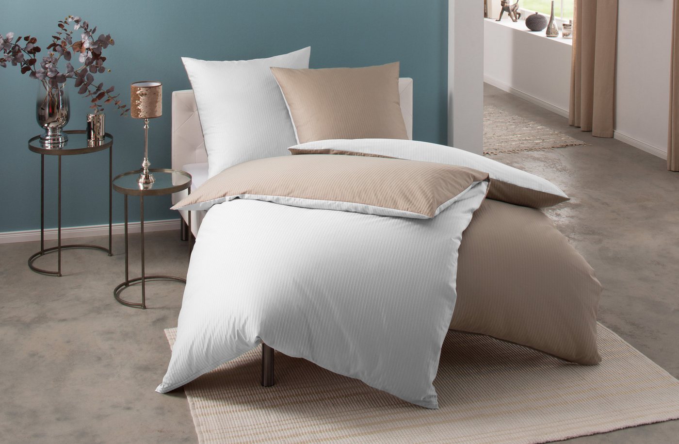 BETTWAESCHE-MIT-STIL Bettwäsche Mako Satin Damast Wendebettwäsche Streifen "Vancouver", Mako-Satin BETTWAESCHE-MIT-STIL Bettwäsche Mako Satin Damast Wendebettwäsche Streifen "Vancouver", Mako-Satin von BETTWAESCHE-MIT-STIL