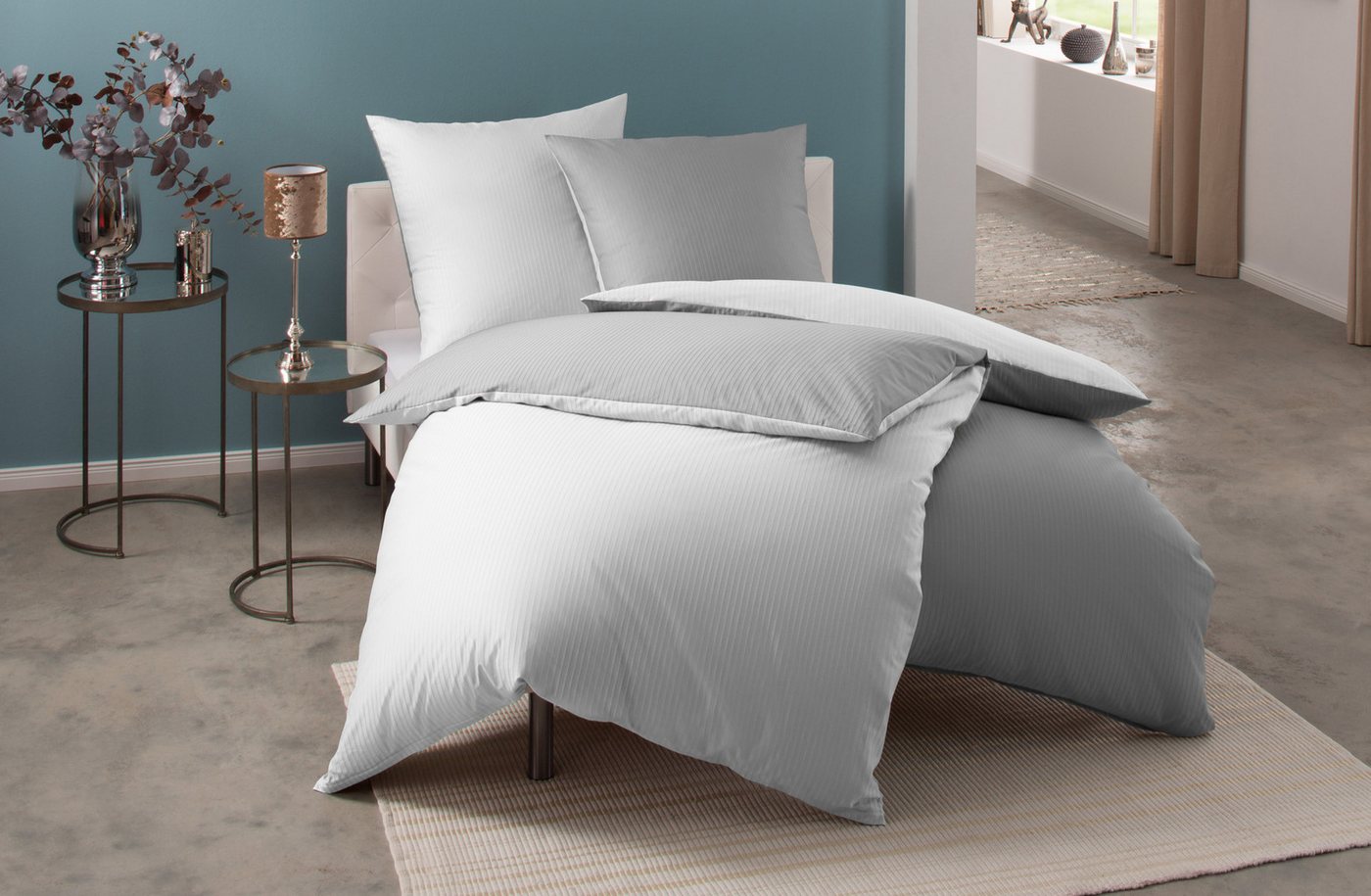 BETTWAESCHE-MIT-STIL Bettwäsche Mako Satin Damast Wendebettwäsche Streifen "Vancouver", Mako-Satin BETTWAESCHE-MIT-STIL Bettwäsche Mako Satin Damast Wendebettwäsche Streifen "Vancouver", Mako-Satin von BETTWAESCHE-MIT-STIL