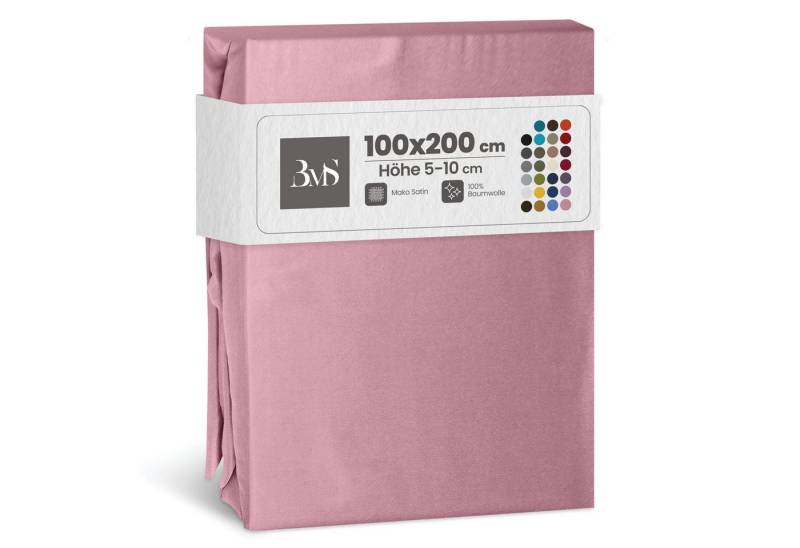 BETTWAESCHE-MIT-STIL Spannbettlaken Mako Satin Spannbettlaken, Topper 5-10 cm, Mako-Satin, Gummizug: rundum, (1 Stück) von BETTWAESCHE-MIT-STIL