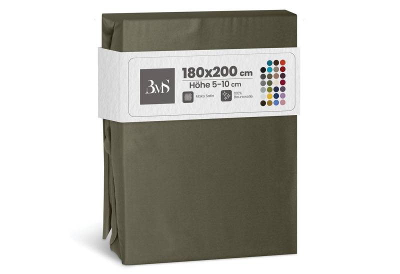 BETTWAESCHE-MIT-STIL Spannbettlaken Mako Satin Spannbettlaken, Topper 5-10 cm, Mako-Satin, Gummizug: rundum, (1 Stück) von BETTWAESCHE-MIT-STIL