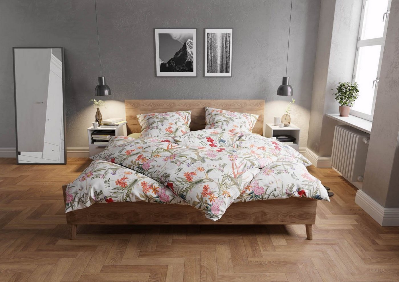BETTWAESCHE-MIT-STIL Bettwäsche Mako Satin Bettwäsche Tropical Flowers, Mako-Satin, 2 teilig, Mako-Satin von BETTWAESCHE-MIT-STIL