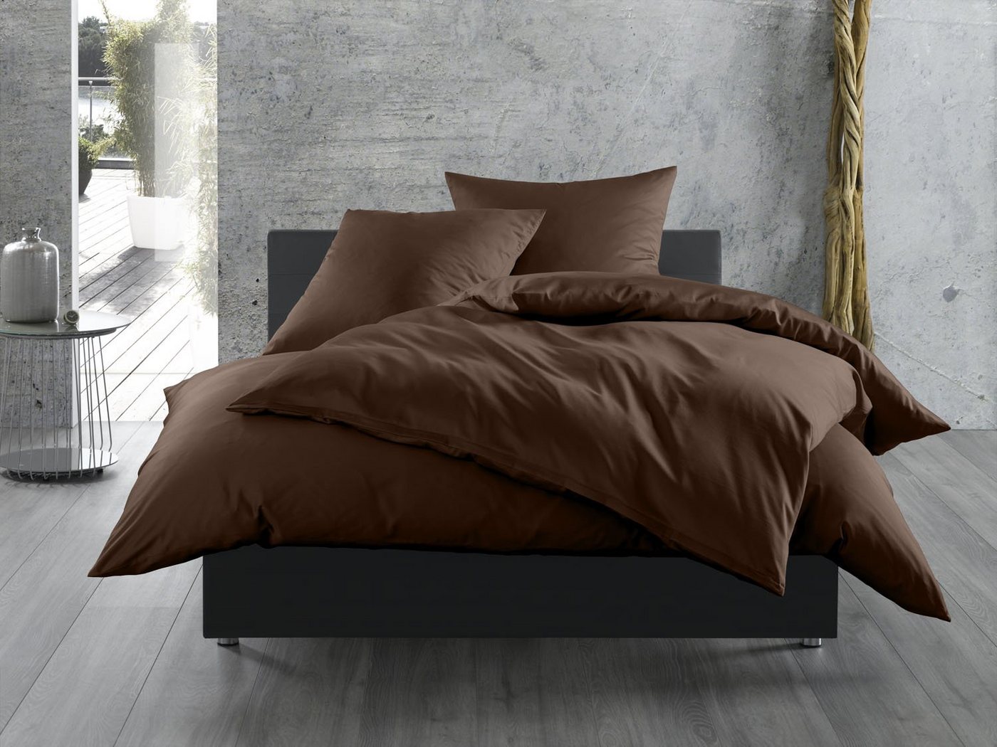 BETTWAESCHE-MIT-STIL Bettwäsche Mako Satin Bettwäsche uni einfarbig, Mako-Satin, 2 teilig von BETTWAESCHE-MIT-STIL