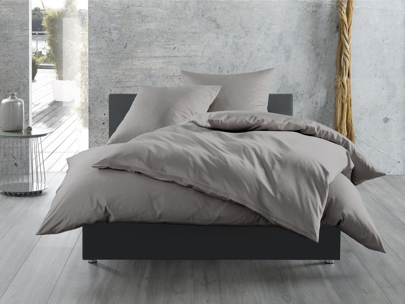 BETTWAESCHE-MIT-STIL Bettwäsche Mako Satin Bettwäsche uni einfarbig, Mako-Satin, 2 teilig von BETTWAESCHE-MIT-STIL