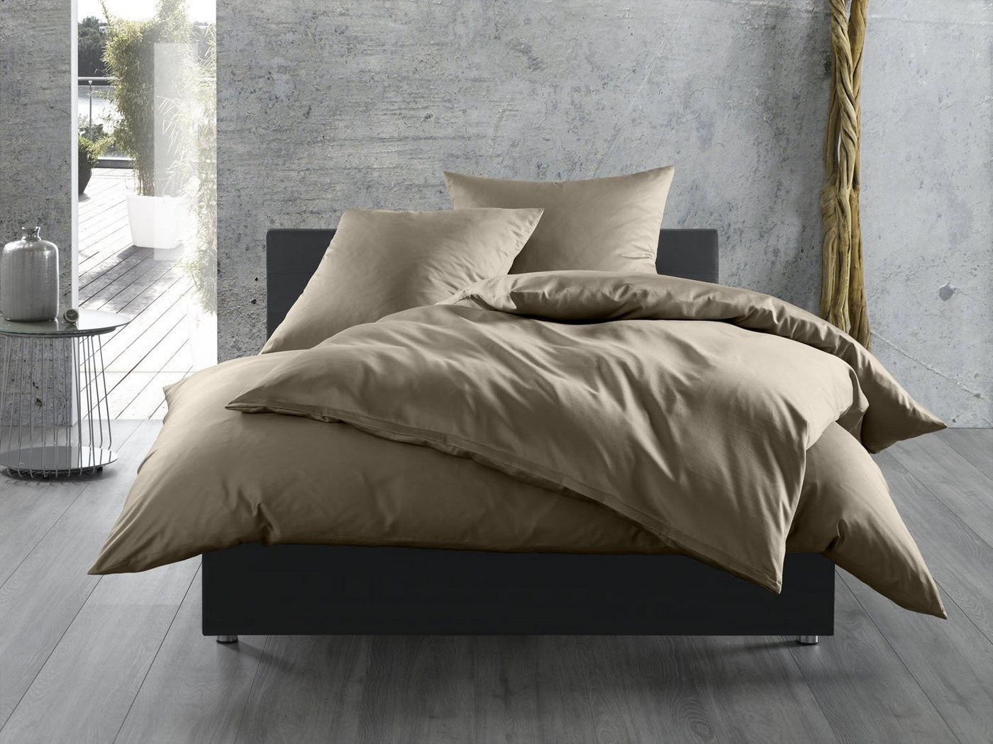 BETTWAESCHE-MIT-STIL Bettwäsche Mako Satin Bettwäsche uni einfarbig, Mako-Satin, 3 teilig von BETTWAESCHE-MIT-STIL