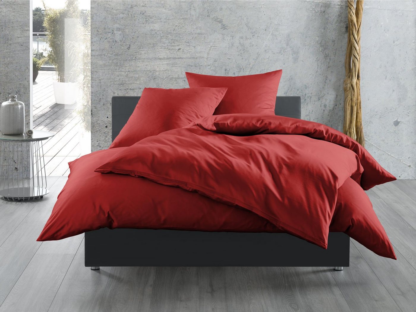 BETTWAESCHE-MIT-STIL Bettwäsche Mako Satin Bettwäsche uni einfarbig, Mako-Satin, 3 teilig von BETTWAESCHE-MIT-STIL
