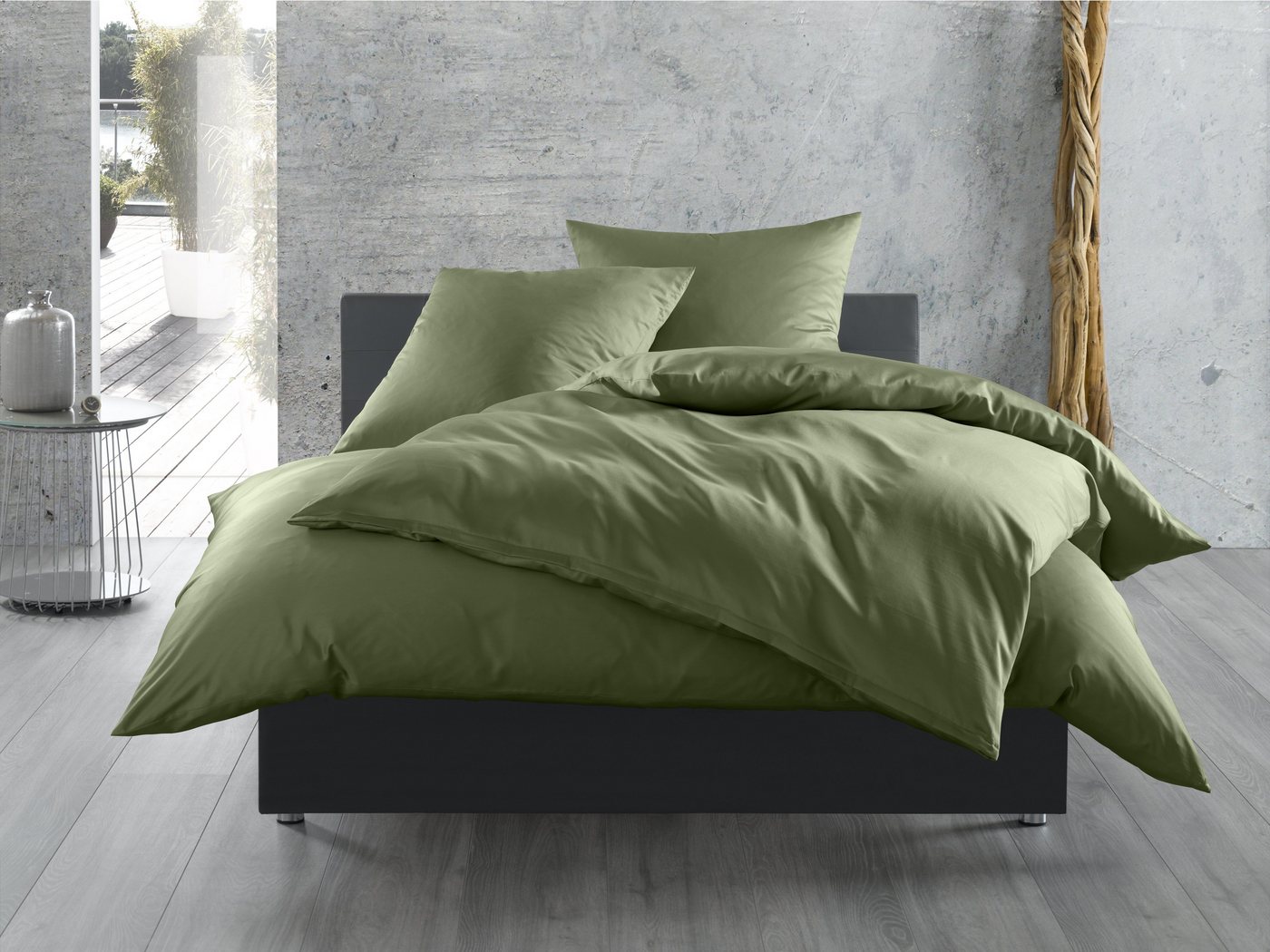 BETTWAESCHE-MIT-STIL Bettwäsche Mako Satin Bettwäsche uni einfarbig, Mako-Satin, 3 teilig von BETTWAESCHE-MIT-STIL