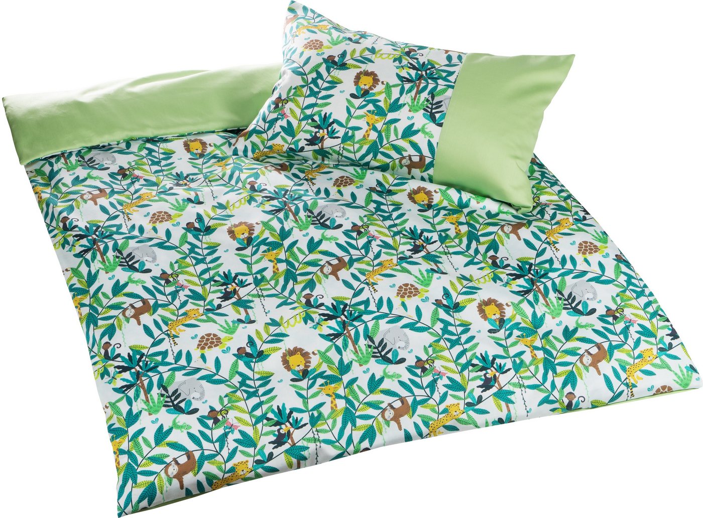 BETTWAESCHE-MIT-STIL Bettwäsche Mako Satin Kinder Bettwäsche Dschungel, Mako-Satin, 2 teilig BETTWAESCHE-MIT-STIL Bettwäsche Mako Satin Kinder Bettwäsche Dschungel, Mako-Satin, 2 teilig von BETTWAESCHE-MIT-STIL