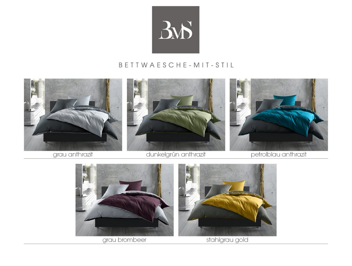 Bettwäsche Mako Satin Wendebettwäsche, BETTWAESCHE-MIT-STIL, Mako Satin, 3 teilig von BETTWAESCHE-MIT-STIL