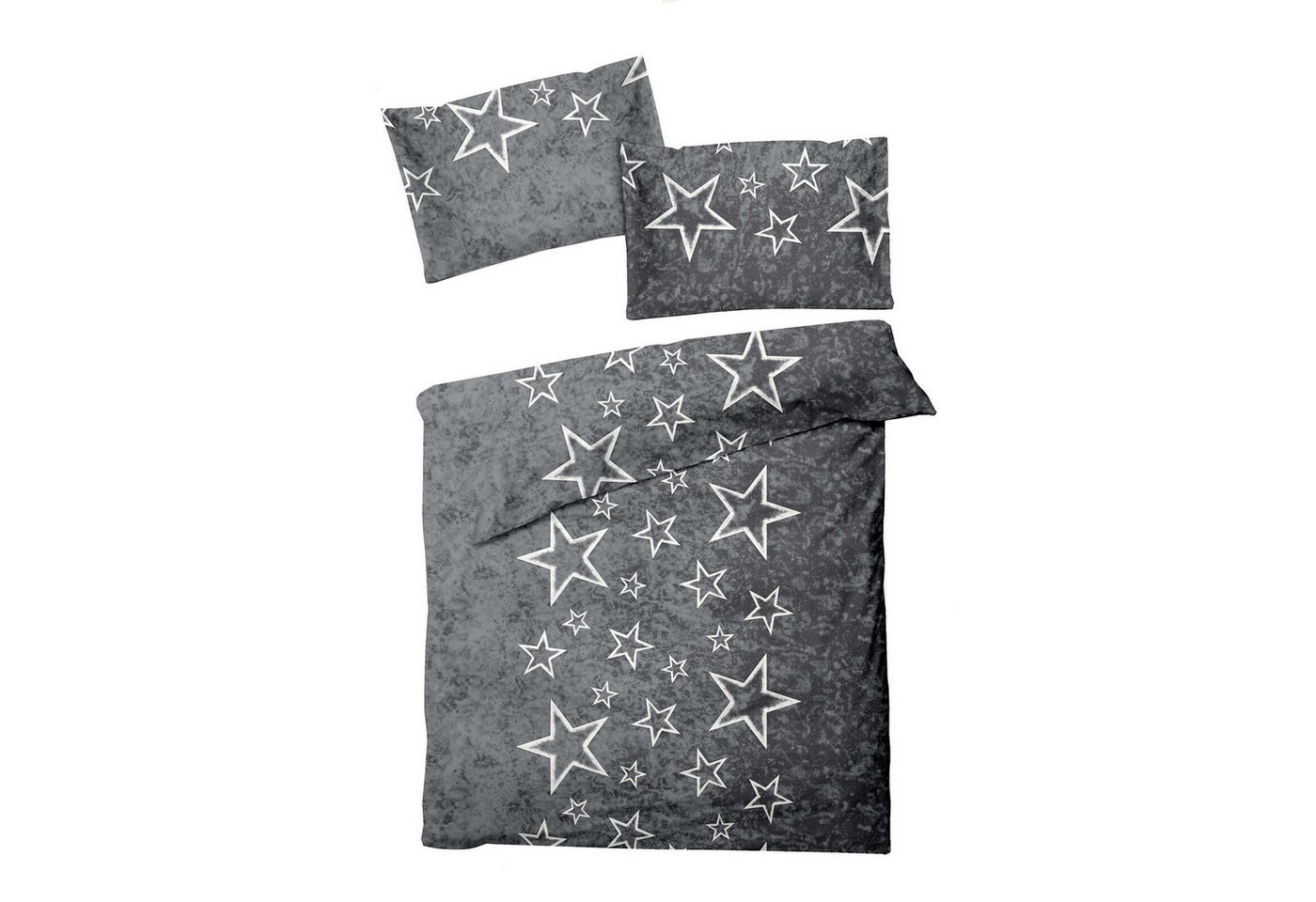 BETTWARENSHOP Bettwäsche Anthrazit-Sterne, Biber, 2 teilig, warmer weicher Sternenlook BETTWARENSHOP Bettwäsche Anthrazit-Sterne, Biber, 2 teilig, warmer weicher Sternenlook von BETTWARENSHOP