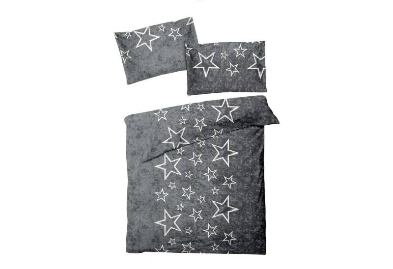 BETTWARENSHOP Bettwäsche Anthrazit-Sterne, Biber, 2 teilig, warmer weicher Sternenlook BETTWARENSHOP Bettwäsche Anthrazit-Sterne, Biber, 2 teilig, warmer weicher Sternenlook von BETTWARENSHOP
