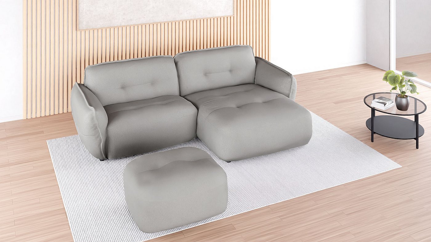 BETYPE Polsterhocker Be Fluffy, softer Sitzkomfort, moderner Kedernaht, hochwertiger Bezugsstoff von BETYPE