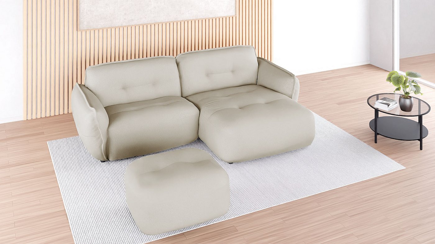 BETYPE Polsterhocker Be Fluffy, softer Sitzkomfort, moderner Kedernaht, hochwertiger Bezugsstoff von BETYPE