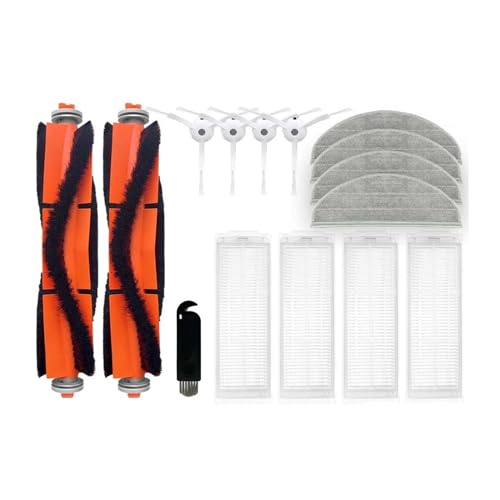 BEUAOCK Kompatibel mit ZACO M1S Roboter-Staubsauger, Ersatz-Ersatzteile, Zubehör, Haupt-Seitenbürste, Hepa-Filter, Wischpad(Set E) von BEUAOCK
