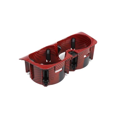 BEUAOCK Mittelkonsoleneinsatz mit Kohlefasermuster, Getränkehalter, kompatibel mit Mercedes CE-Klasse W205 W213 C180 C200 E260 E300(Red) von BEUAOCK