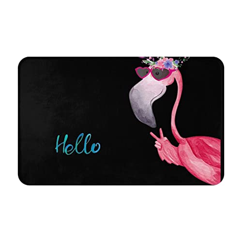 BEULSI Area Rug Hello Glasses Flamingo Floor Anti-Rutsch Willkommen Fußmatte, Badezimmerteppich, dünne Fußmatte, saugfähig, waschbar, für Küche, Wohnzimmer, Badezimmer, 50 x 80 cm von BEULSI