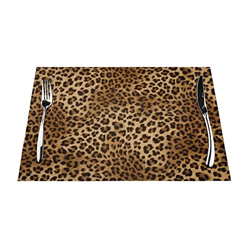 Niedliches Leoparden-Tischset (PVC) für Esstische, hitze- und schmutzabweisend, rutschfeste Tischsets, leicht zu reinigen, Standardgröße von BEULSI