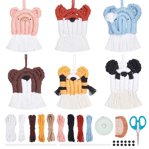 BEUNITONE DIY Makramee Tierschmuck Set Für Erwachsene Und Anfänger 6 Set Süßes Makramee Tier Wandschmuck Ornament Boho Makramee Elefanten Set Wandbehang Dekor Für Mütter Und Mädchen von BEUNITONE