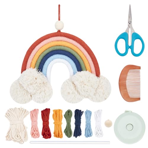 BEUNITONE Makramee-Regenbogen-Set für Erwachsene, Anfänger, buntes Wandbehang, DIY, machen Sie Ihr eigenes Makramee-Regenbogen-Set, Schlafzimmerdekoration, einfaches Makramee, gewebtes Regenbogen-Set von BEUNITONE