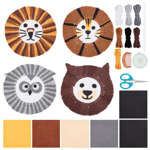 BEUNITONE Makramee Tier Untersetzer DIY Handarbeitsset Für Erwachsene Und Anfänger Süßer Löwe Tiger Hund Eule Makramee Set Handgefertigte Getränkeuntersetzer DIY Bären Untersetzer Set Häkelset von BEUNITONE